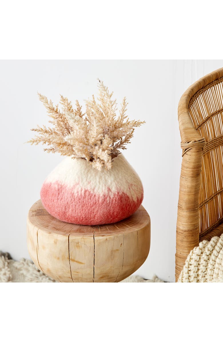 kanju Interiors Sunkissed Coral Decorative Wool Ukhamba Bowl, Main, color, Coral