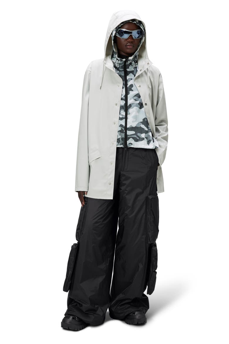 Waterproof Snap Front Rain Jacket, Alternate, color, ASH
