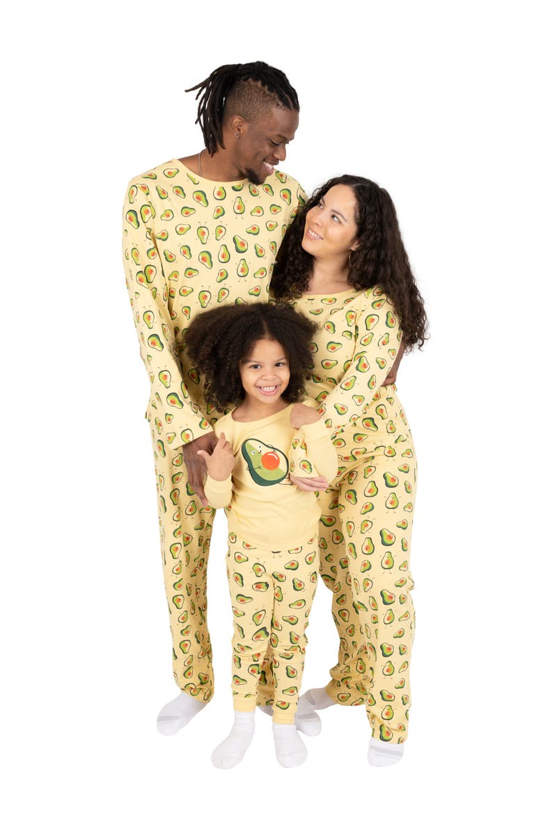Leveret Two-Piece Cotton Printed Matching Family Pajamas, Playful Graphics, Alternate, color, Avocado
