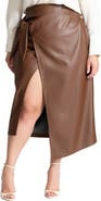 ELOQUII Faux Leather Faux Wrap Skirt
