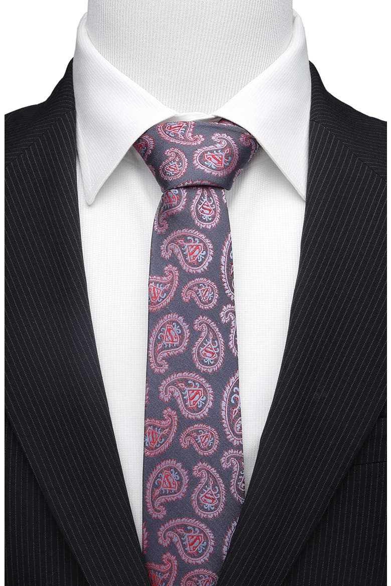 Superman Paisley Silk Tie, Alternate, color, BLUE