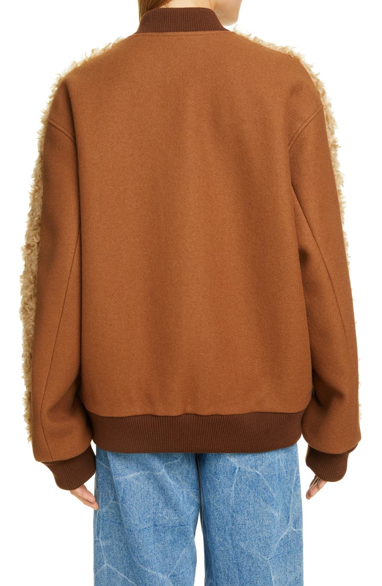 Dries Van Noten Varlo Faux Shearling Front Bomber Jacket, Alternate, color,