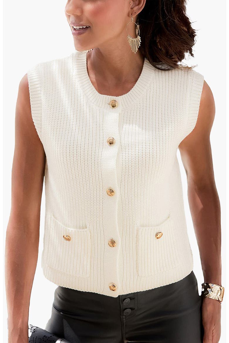 Button Down Sweater Vest, Main, color, Ivory