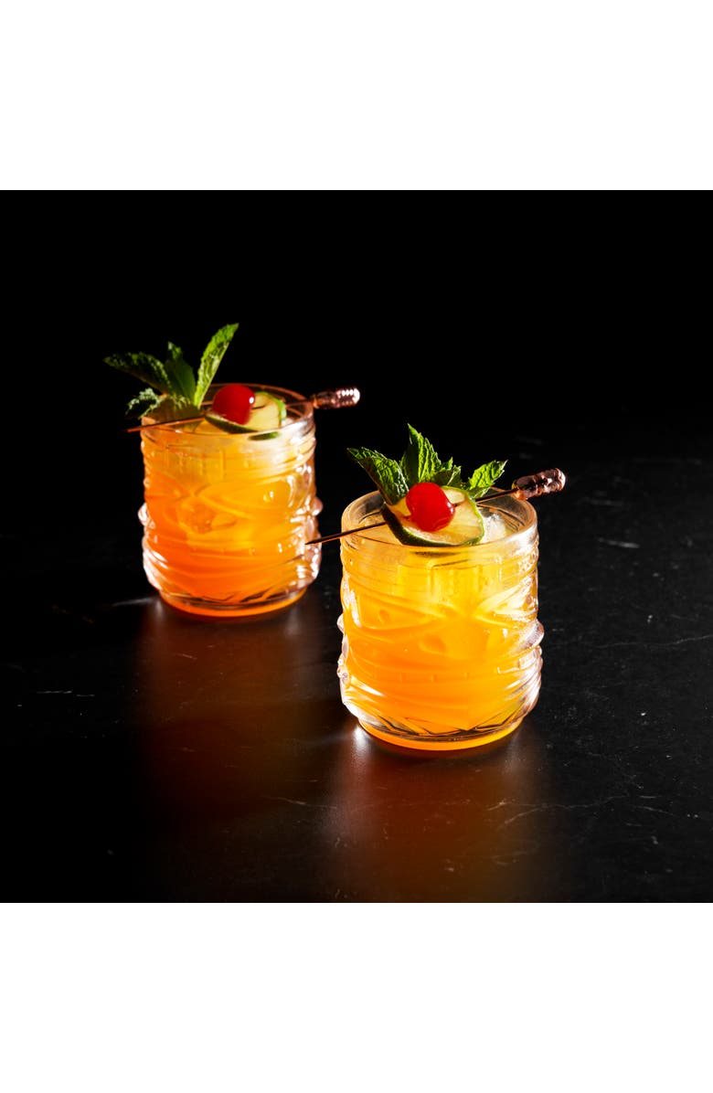 Viski Pacific Crystal Tiki DOF Tumblers Set of 2, Alternate, color, Clear