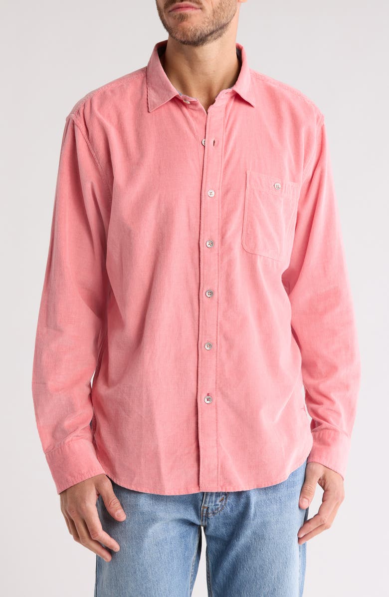 Tommy Bahama Sandwash Corduroy Button-Up Shirt, Main, color, Shellrossa