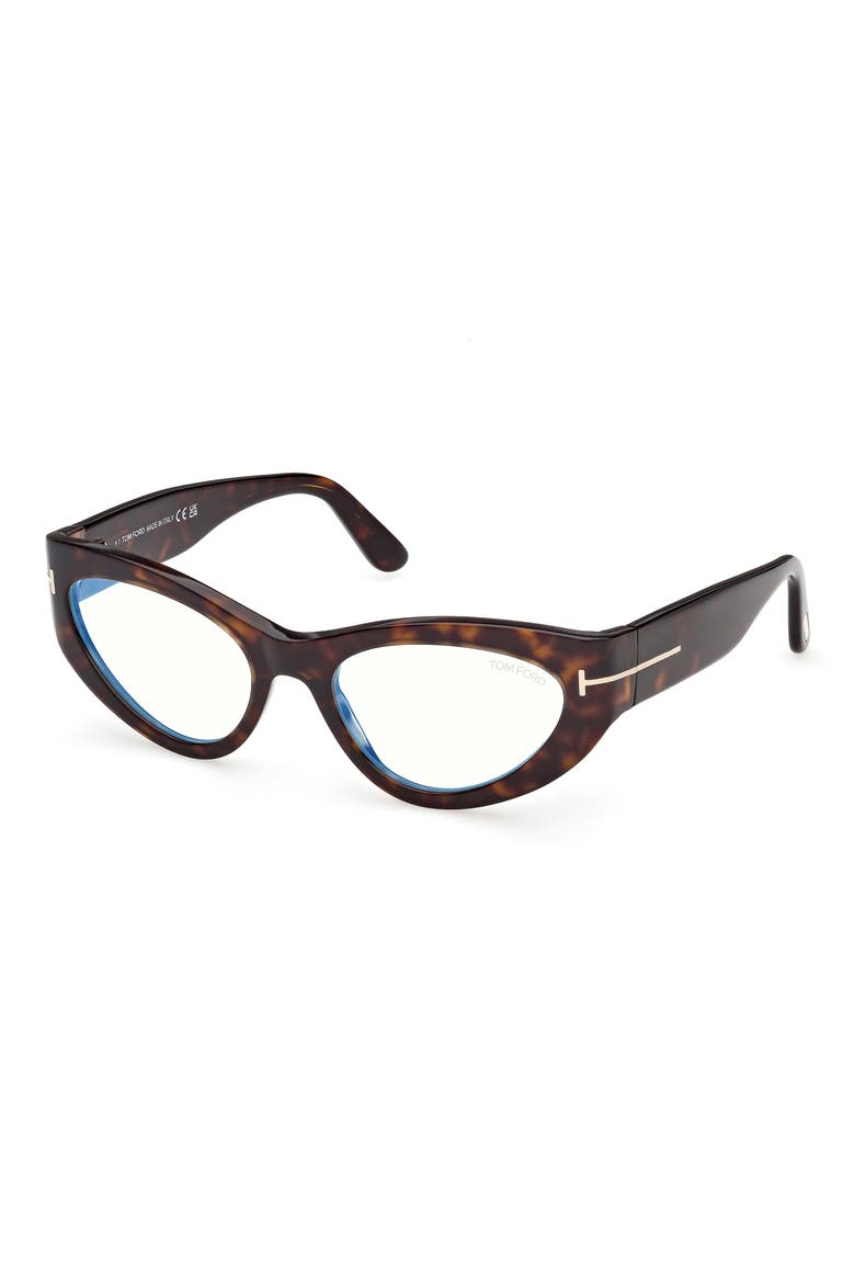 55mm Cat Eye Optical Glasses, Alternate, color, SHINY CLASSIC DARK HAVANA