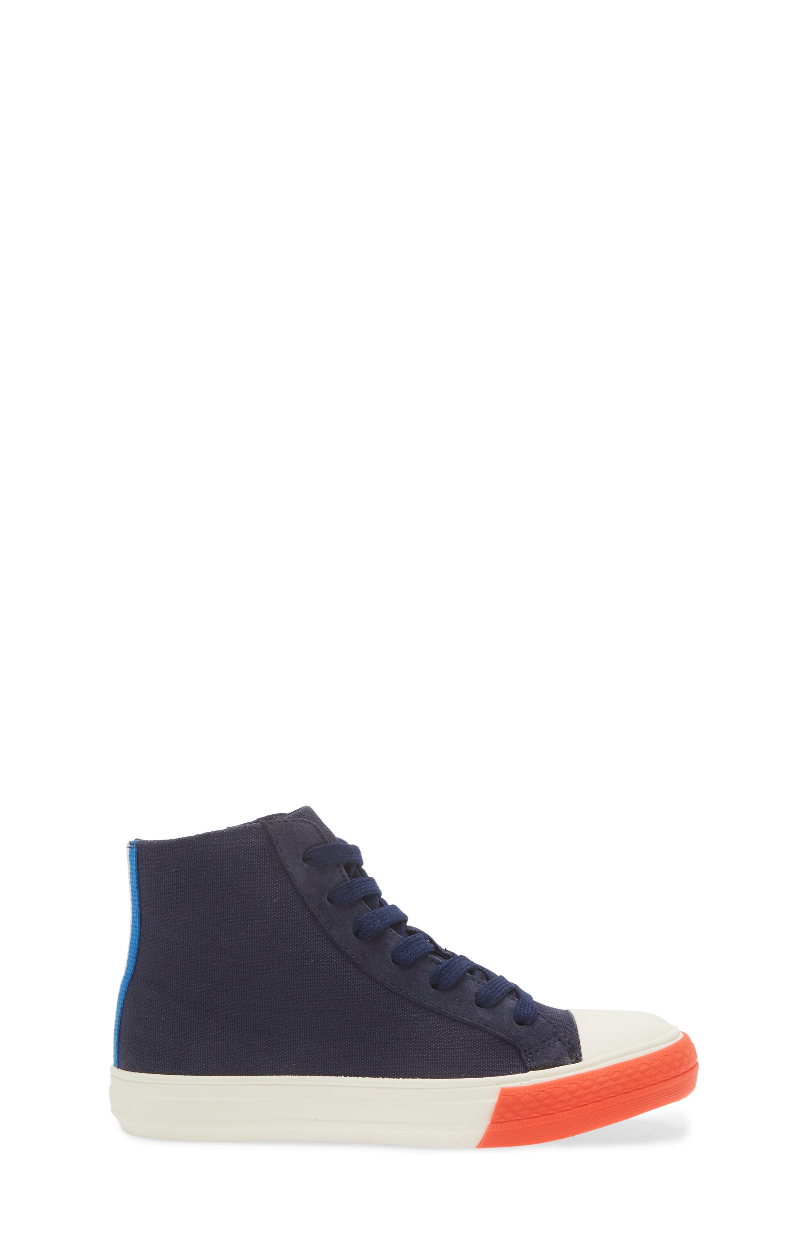 Mini Boden Kids' Contrast High Top Sneaker, Alternate, color, Navy Blue