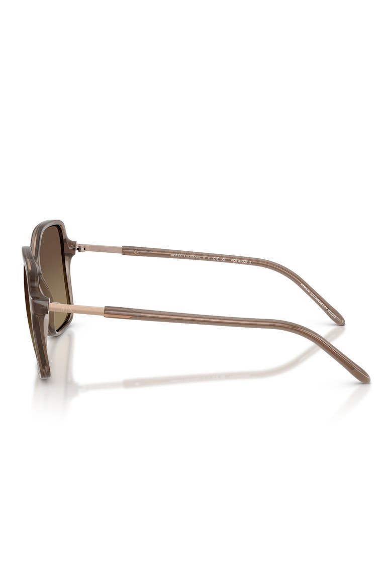 53mm Gradient Polarized Butterfly Sunglasses, Alternate, color, OPAL BROWN / YELLOW POLAR