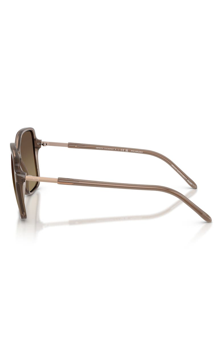 AX Armani Exchange 53mm Gradient Polarized Butterfly Sunglasses, Alternate, color, Opal Brown / Yellow Polar
