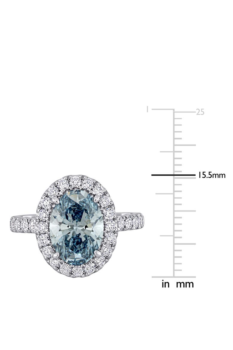 Blue & White Lab-Grown Diamond Halo Ring 14k, Alternate, color, White Gold