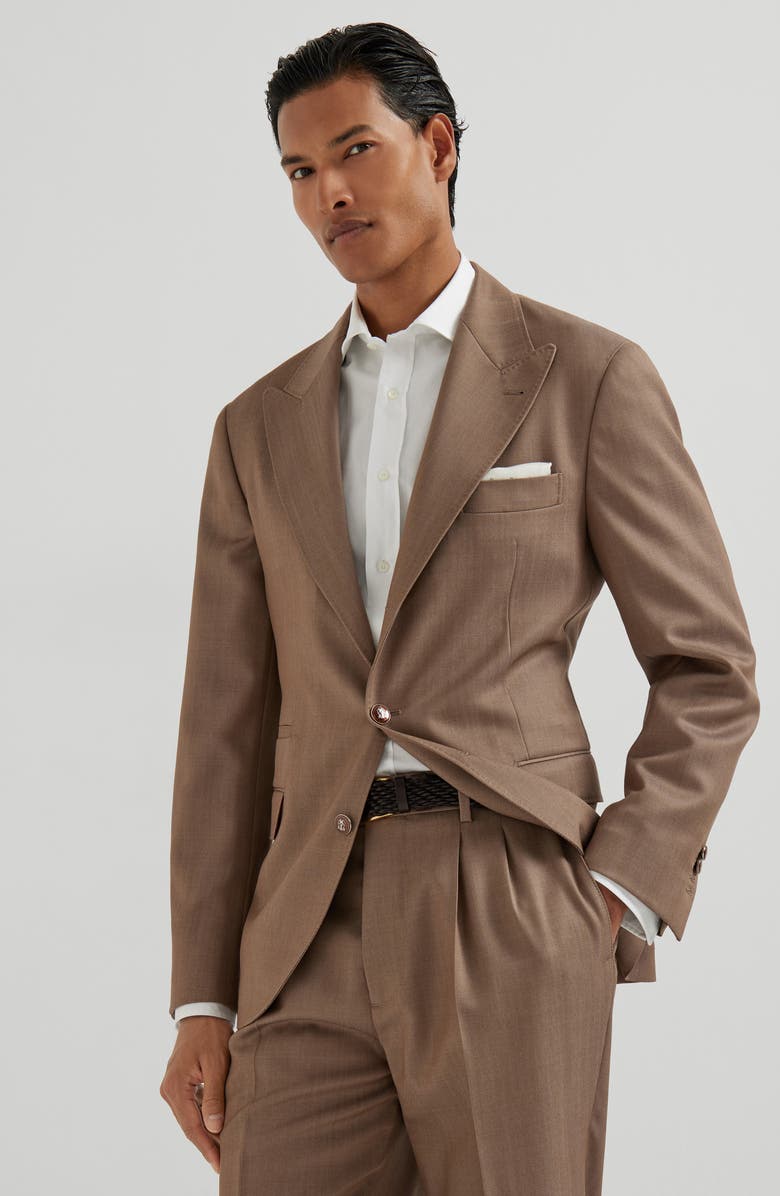 Brunello Cucinelli Blazer with large peak lapel, Alternate, color, Bark