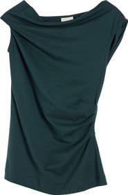 Dries Van Noten Draped Cotton Jersey One-Shoulder Top