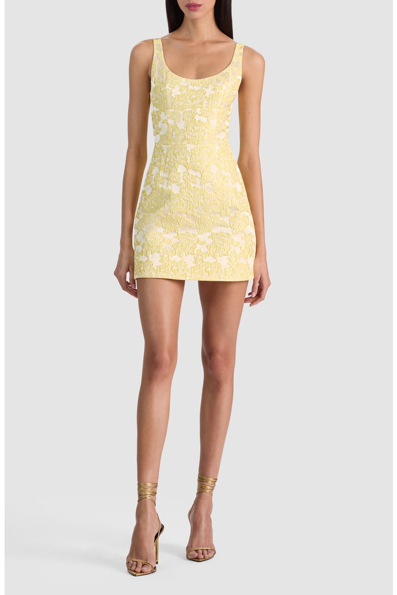 Metallic Floral Jacquard Minidress, Main, color, BUTTER