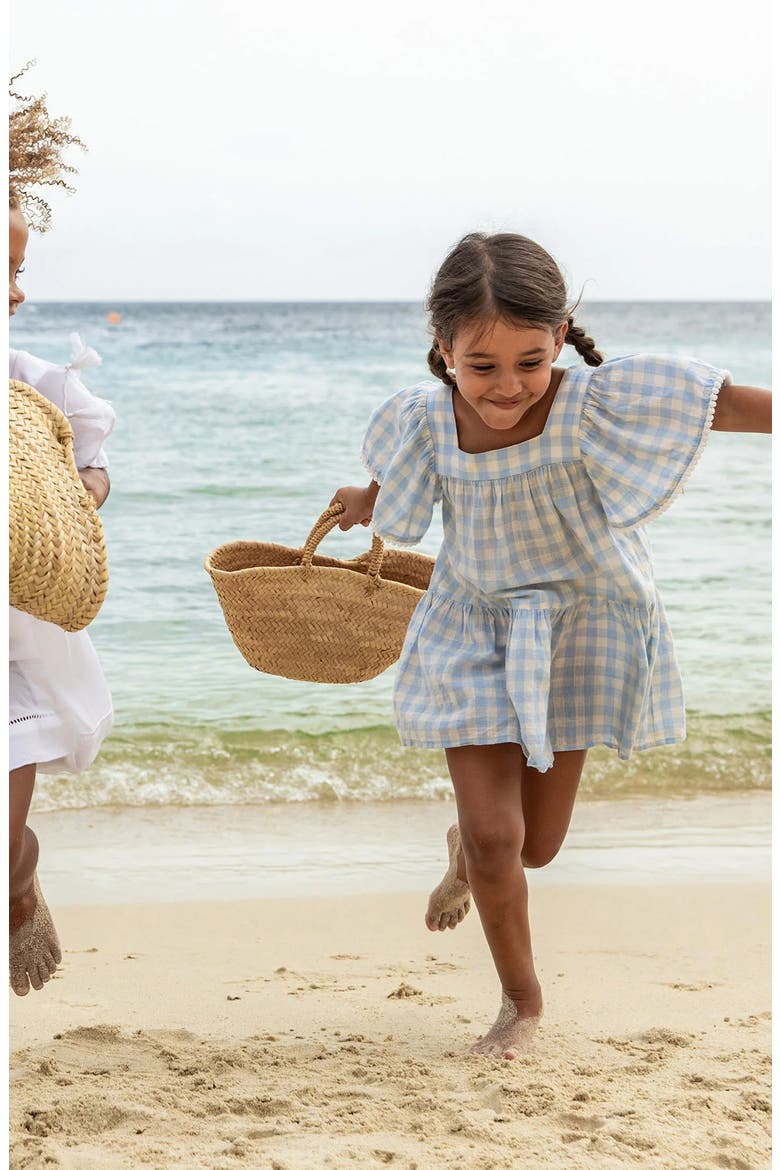 Kids' Cornflower Gingham Beach Dress, Alternate, color, BLUE