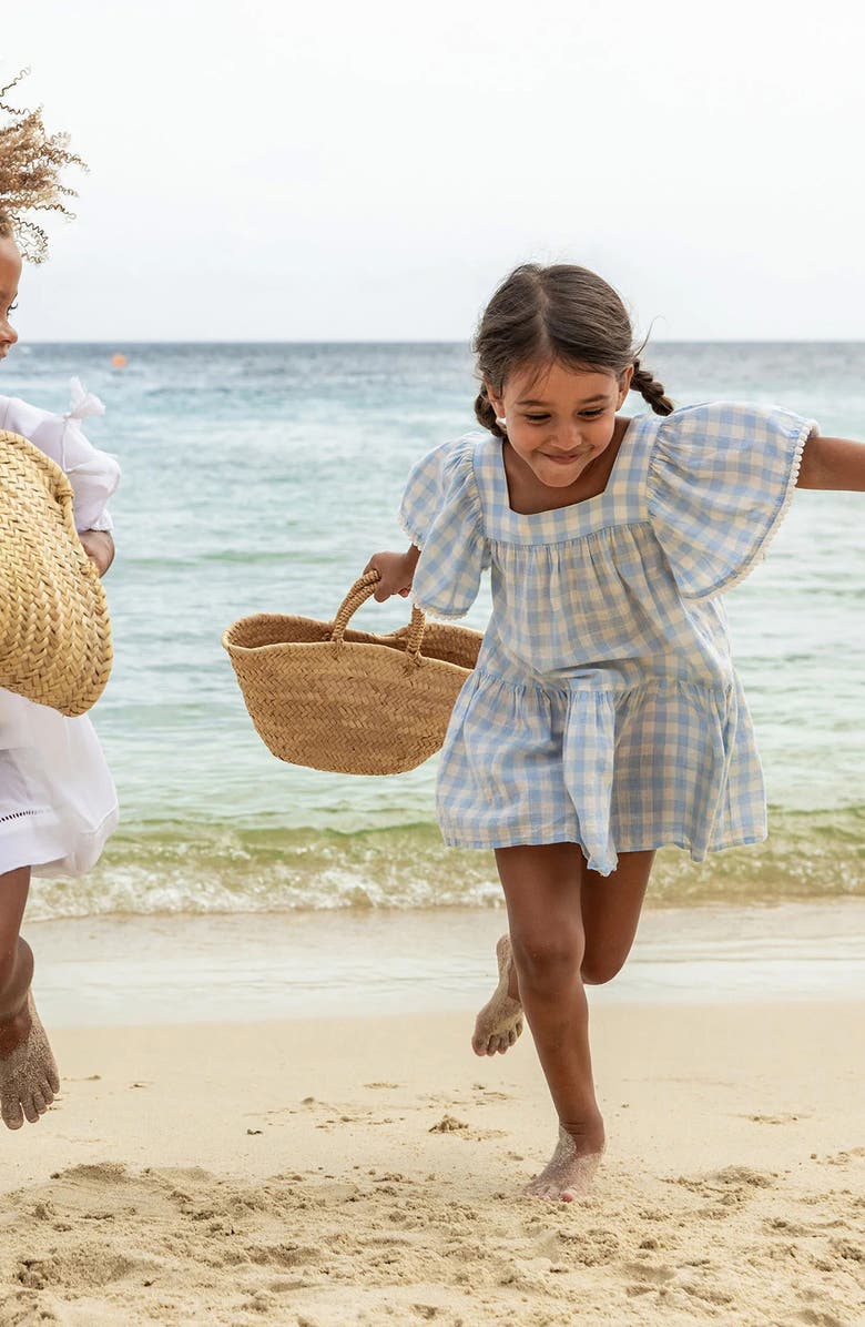 Snapper Rock Kids' Cornflower Gingham Beach Dress, Alternate, color, Blue