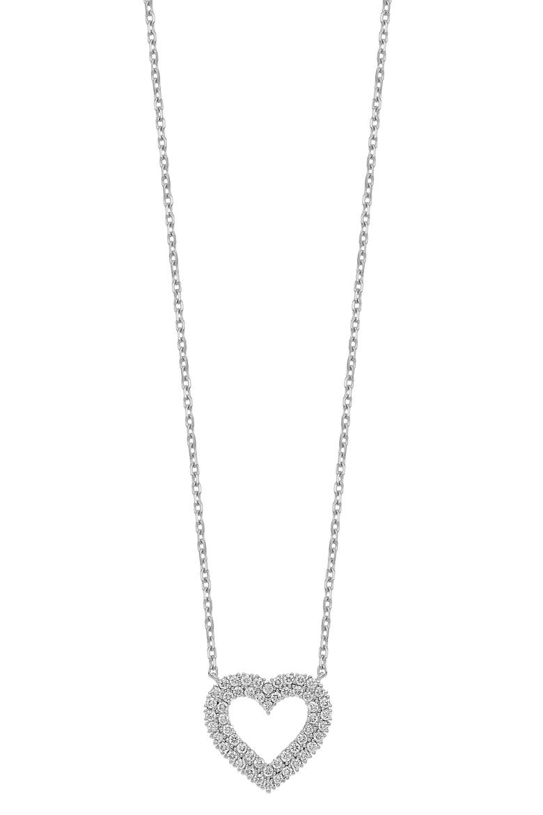 Diamond Heart Pendant Necklace (Nordstrom Exclusive), Main, color, 18K WHITE GOLD