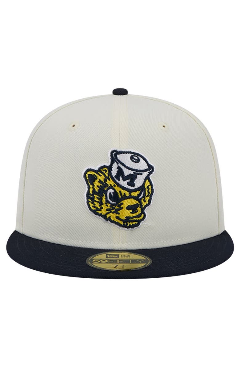 New Era Men's New Era Michigan Wolverines Chrome White Vintage 59FIFTY Fitted Hat, Alternate, color, 