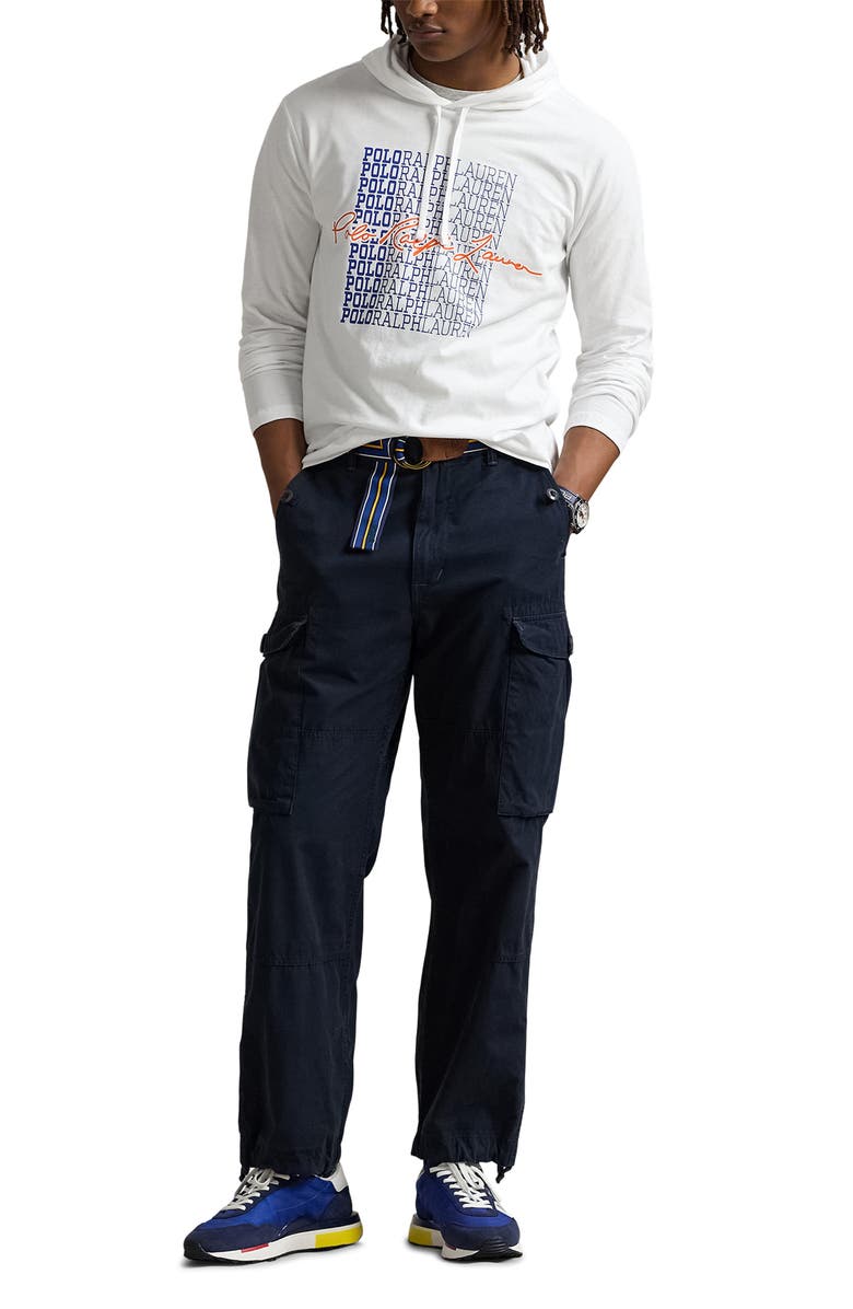 Polo Ralph Lauren Jersey Long Sleeve Hooded T-Shirt, Alternate, color, White