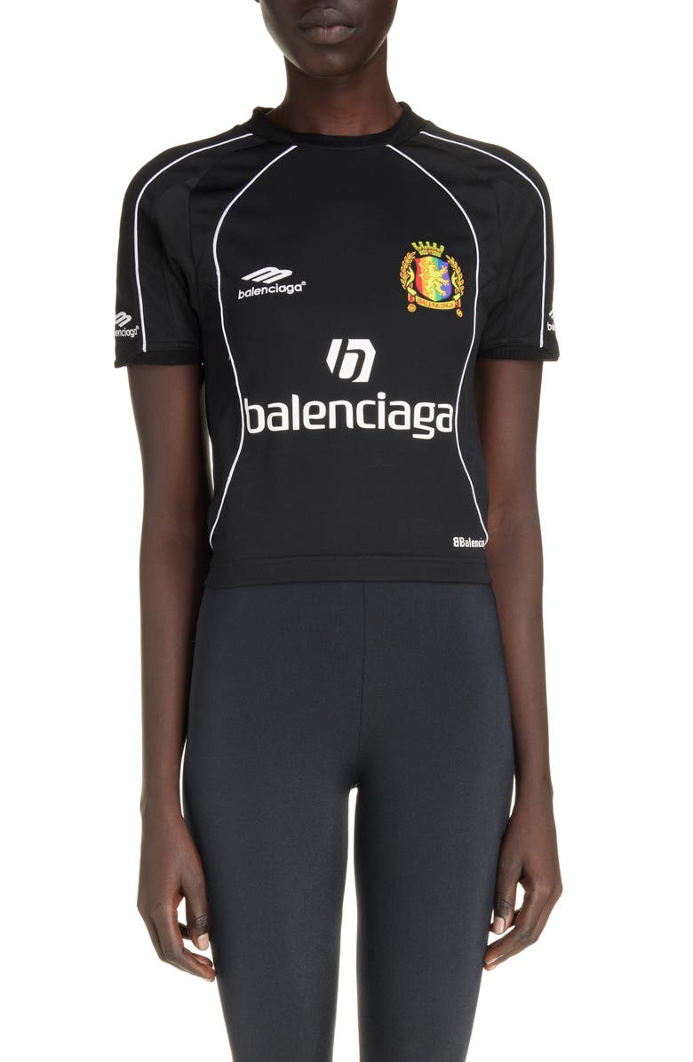 Balenciaga Crop Soccer Jersey Top, Main, color, 
