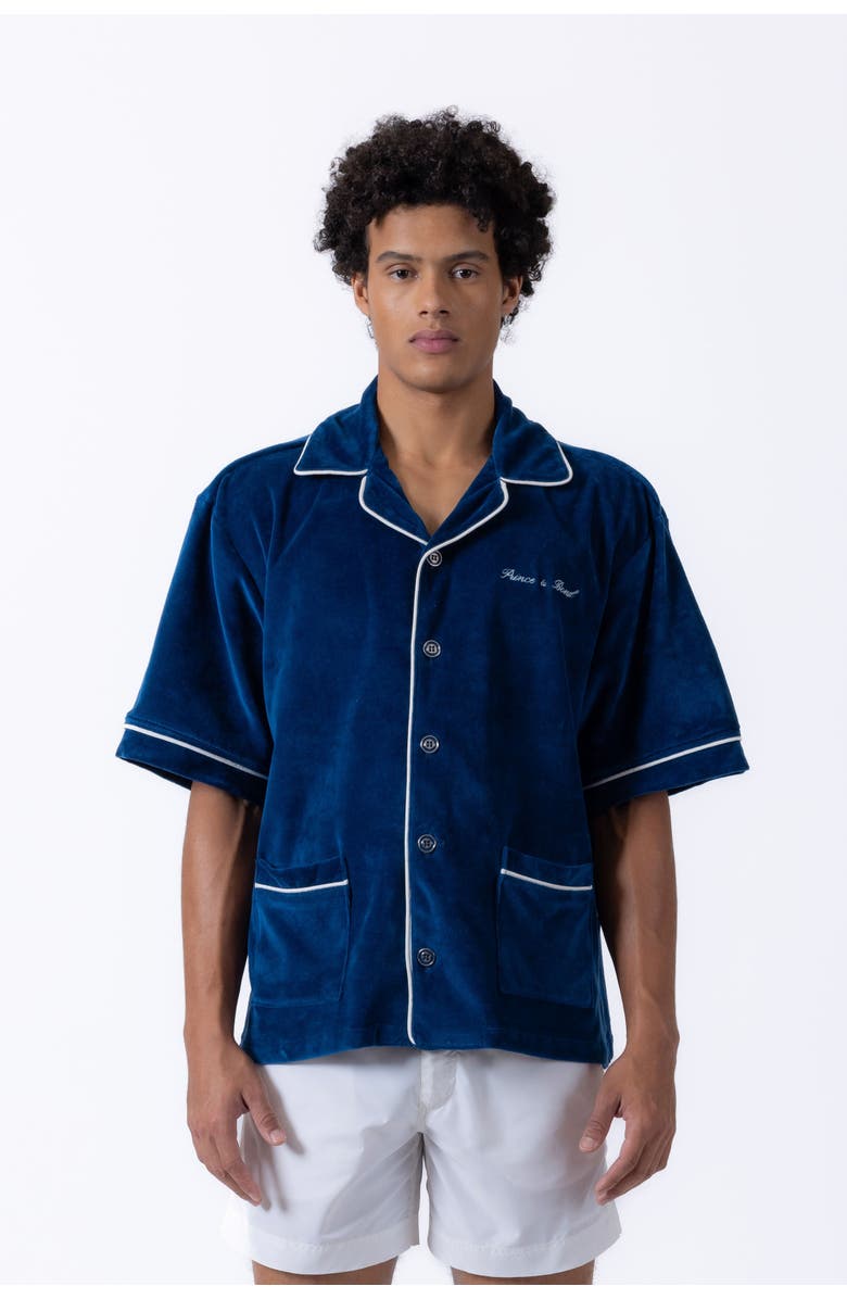 PRINCE & BOND Luka Piped Terry Shirt, Main, color, Sailor Blue