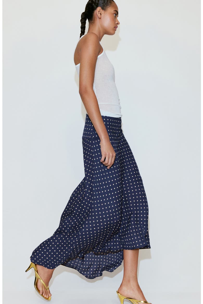 Flippy Polka Dot High-Low Skirt, Alternate, color, NAVY