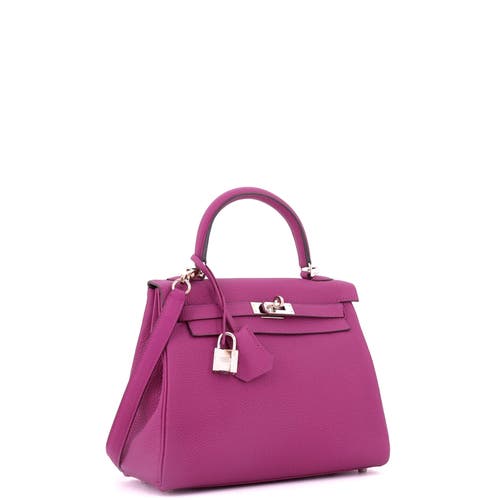 Pre-owned Hermes Hermes Kelly Handbag Pink Togo With Palladium Hardware 25 In Purple