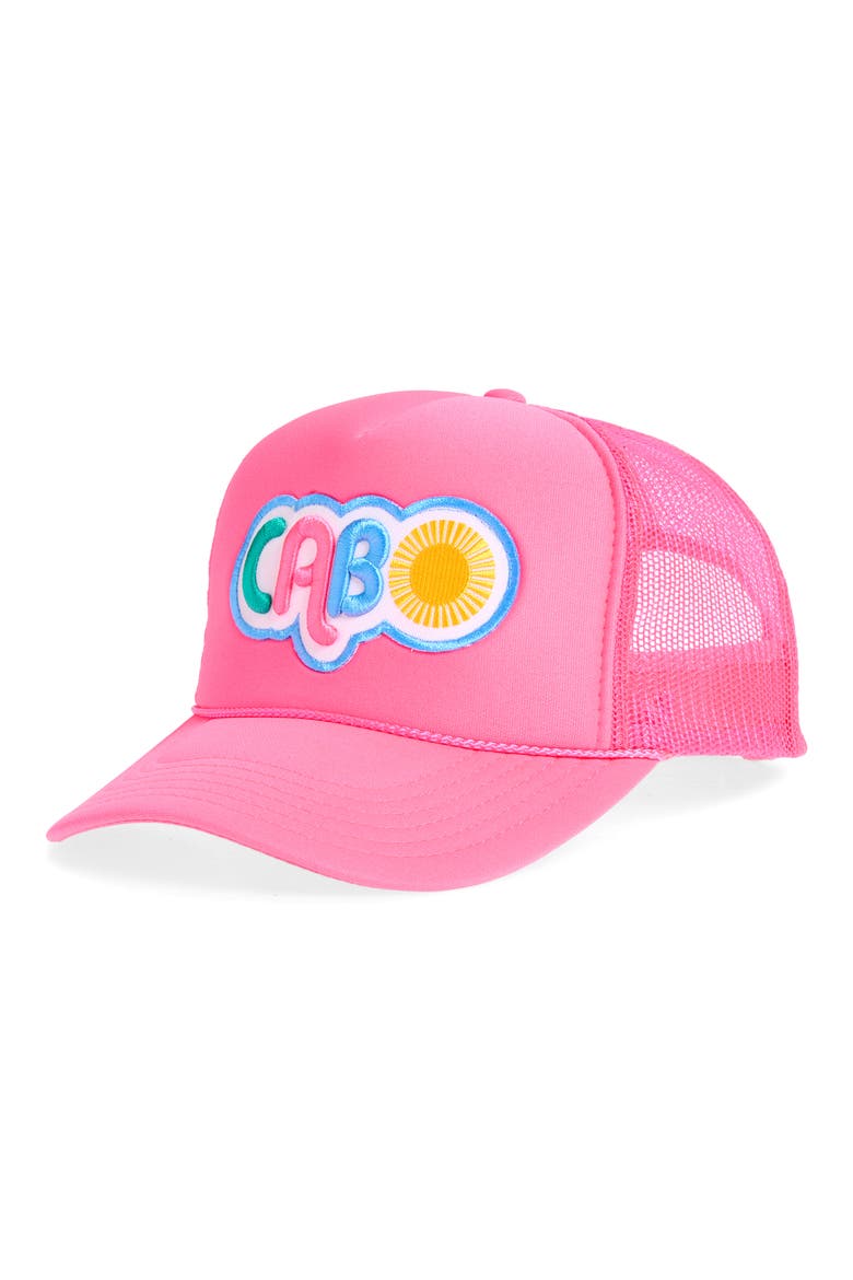 Cabo Patch Trucker Hat, Main, color, NEON PINK