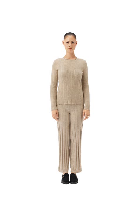 Textured Knit Cashmere Pants