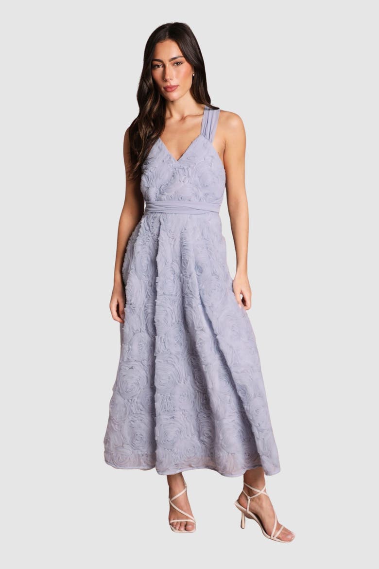 Embroidered Tie Back Maxi Dress, Main, color, Pale Blue