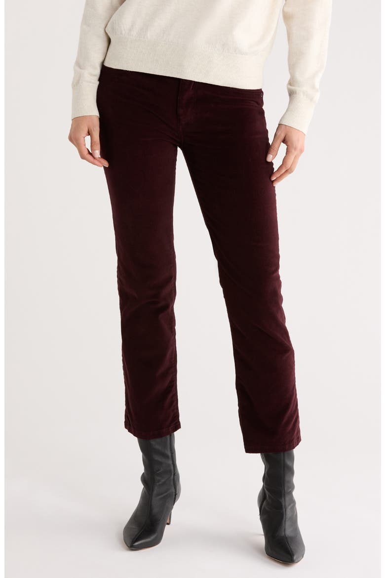 Mara Mid Rise Ankle Straight Leg Velvet Jeans, Main, color, MULBERRY