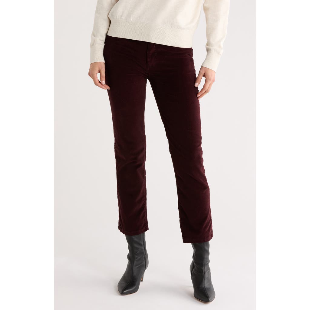 Dl1961 Mara Mid Rise Ankle Straight Leg Velvet Jeans In Burgundy