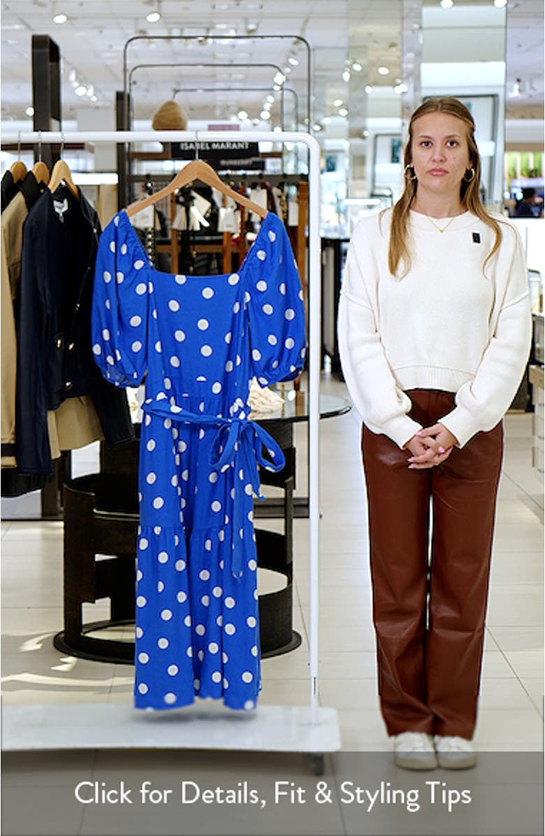 Puff Sleeve Linen Blend Midi Dress, sales video thumbnail