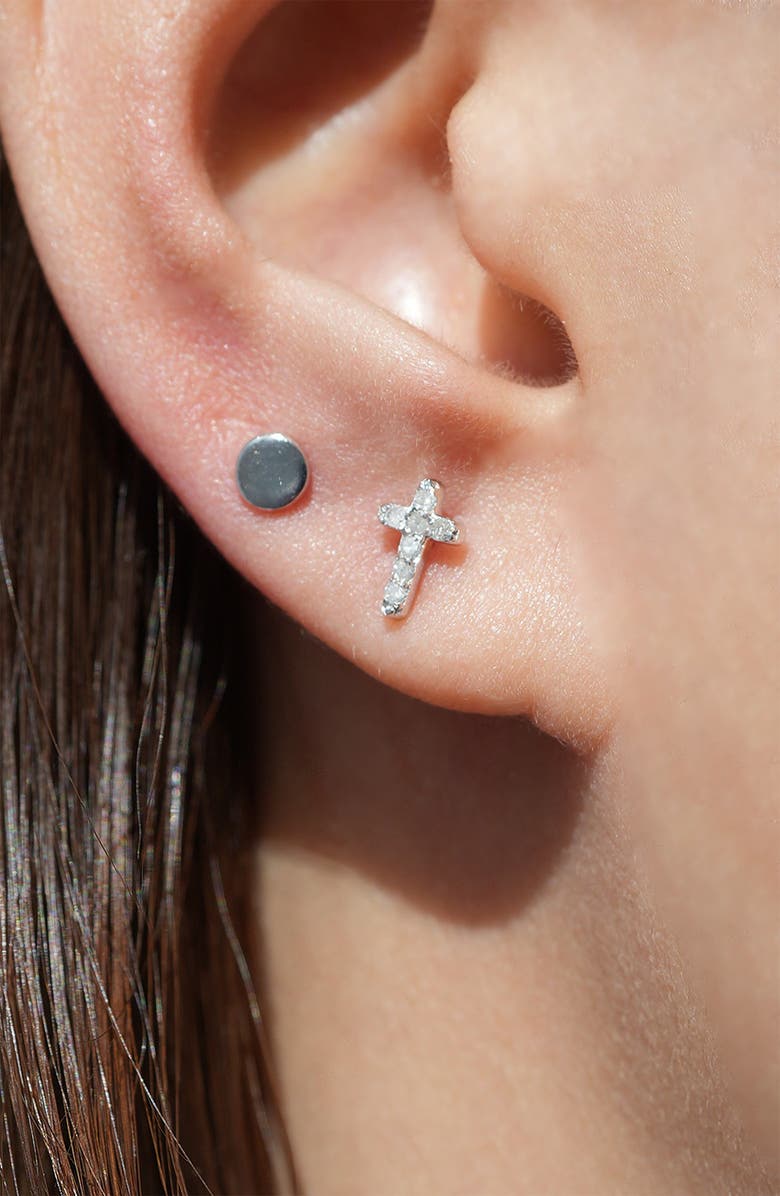 Argento Vivo Sterling Silver Round Flat Back Stud Earring, Alternate, color, 