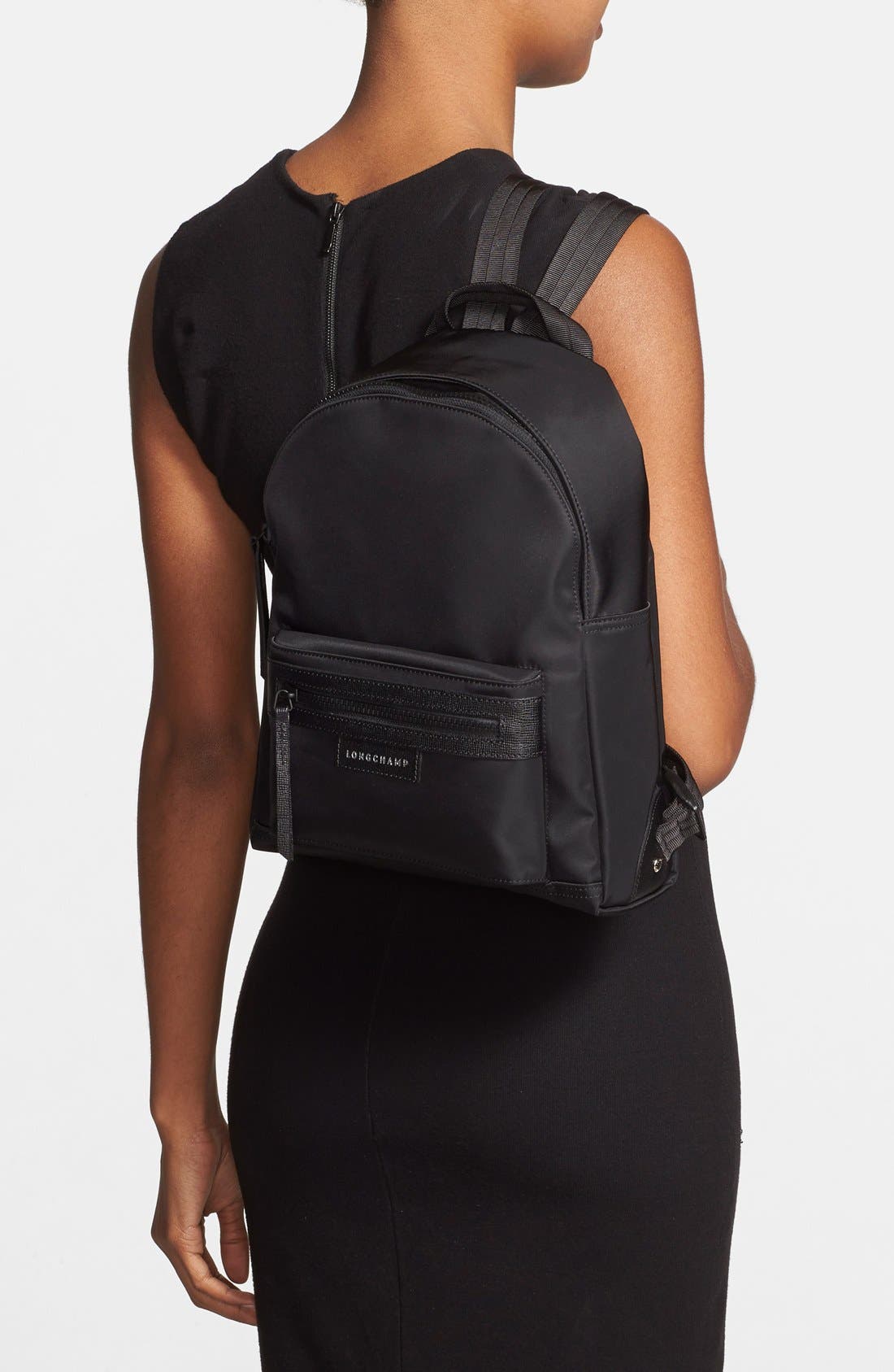 'Small Le Pliage Neo' Nylon Backpack, Alternate, color, BLACK
