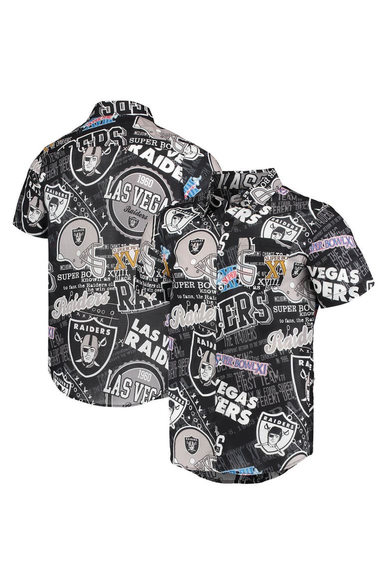 Men's FOCO Black Las Vegas Raiders Thematic Button-Up Shirt, Main, color, Black