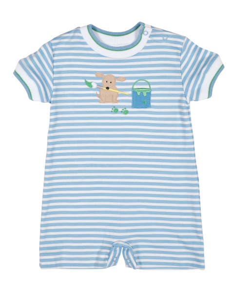 Stripe Knit Shortall With Painting Dog (Baby)