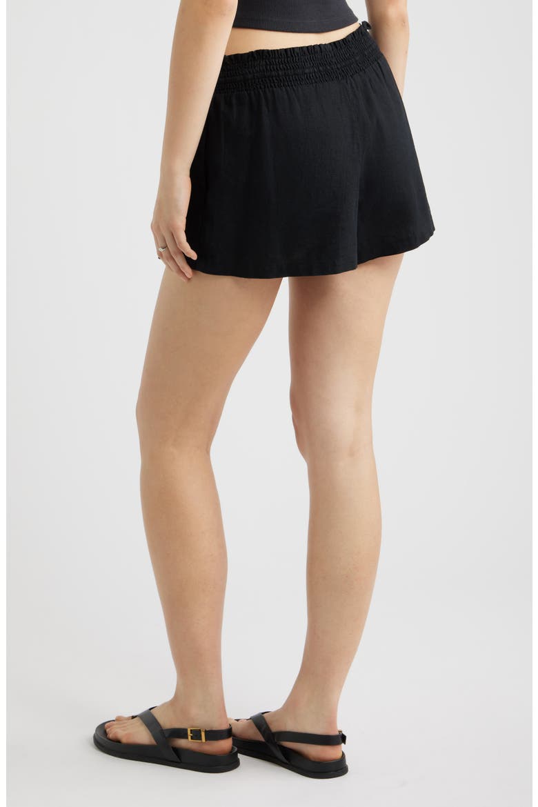 Linen Blend Shorts, Alternate, color, BLACK
