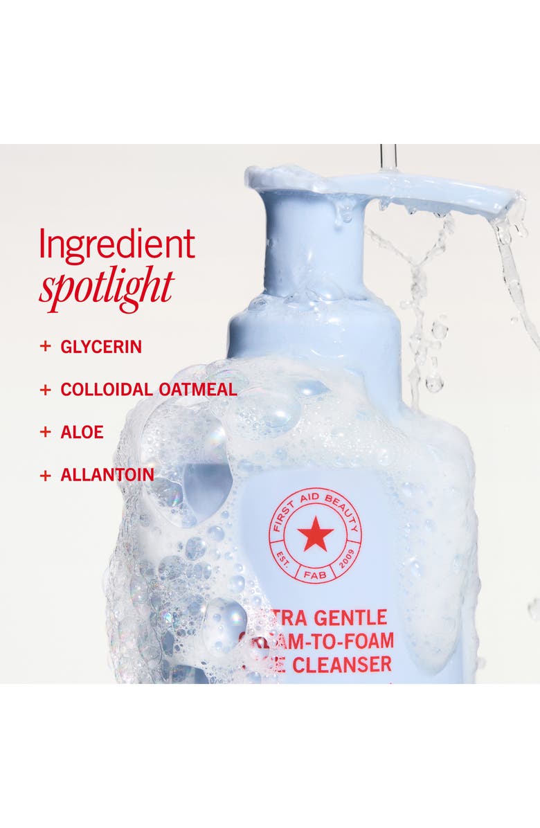 First Aid Beauty Ultra Gentle Cream to Foam Cleanser with Colloidal Oatmeal + Glycerin, Alternate, color, 