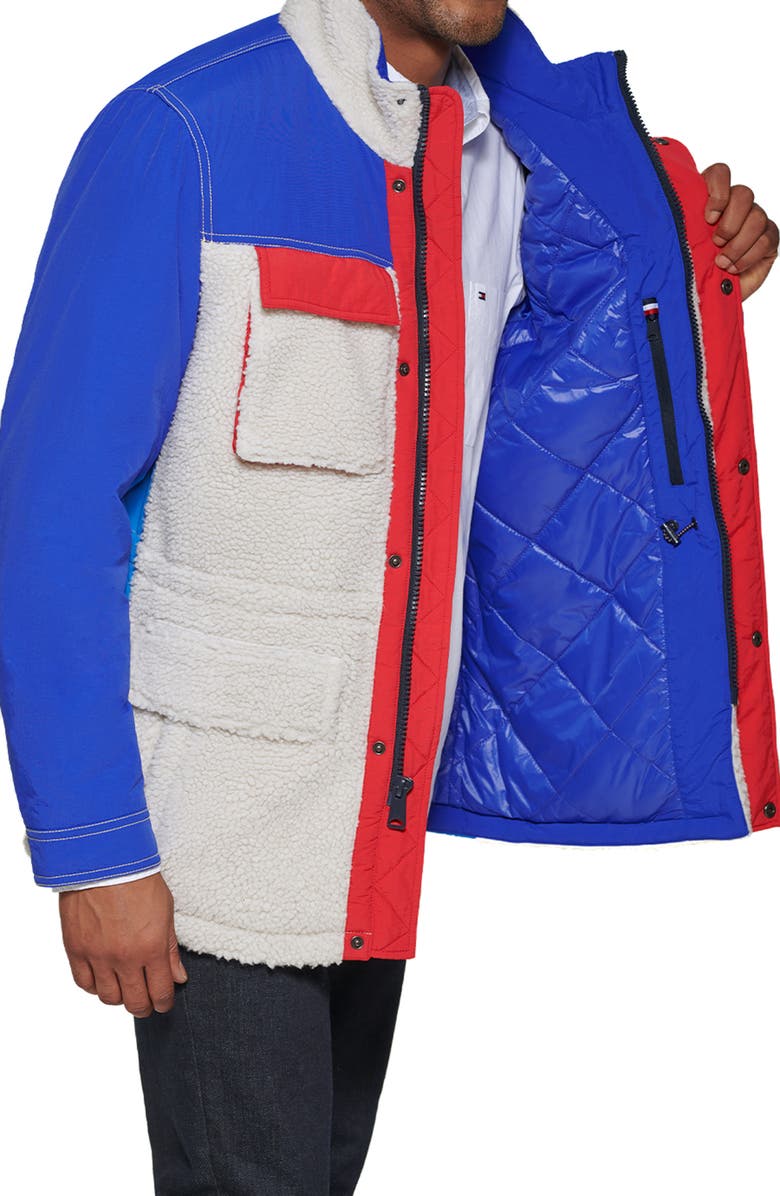 Tommy Hilfiger Faux Shearling Mixed Media Insulated Jacket, Alternate, color, 
