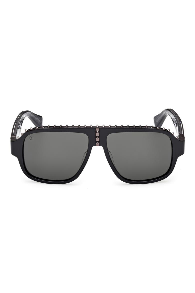 Roller 57mm Navigator Sunglasses, Main, color, SHINY BLACK / SHINY GUNMETAL / ZEISS SMOKE LENS