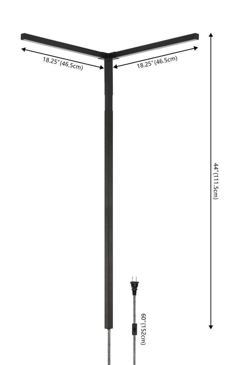 JONATHAN Y Madsen 18.25" 2-Light Modern Minimalist Iron Integrated Plug-In LED Sconce for Ceiling Corner with App/Remote Controllers, Black, Alternate, color, Black