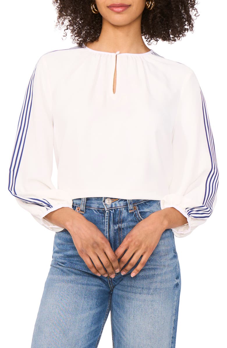 Vince Camuto Stripe Sleeve Detail Top, Main, color,