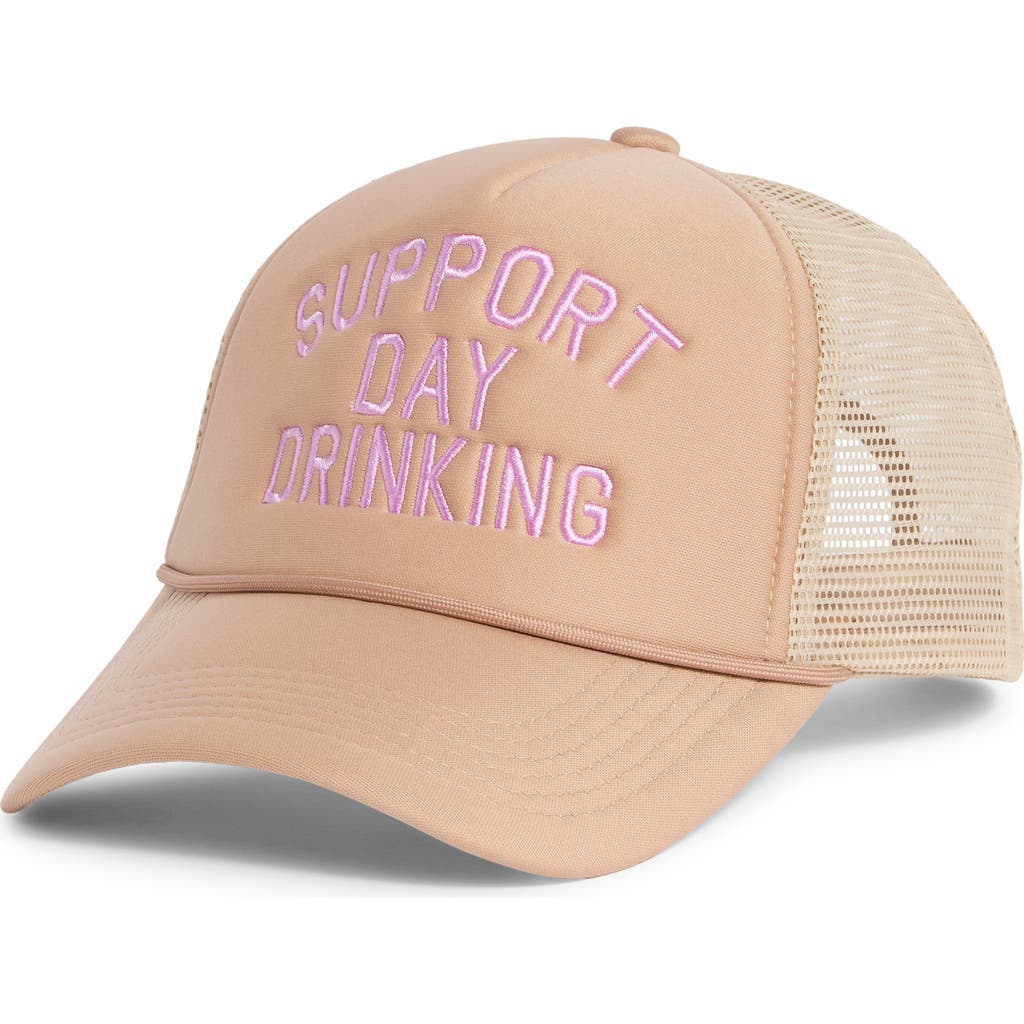 Worn/west Support Day Drinking Trucker Hat In Brown