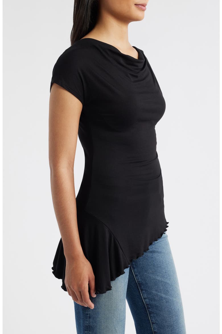 Ruched Asymmetric Top, Alternate, color, BLACK