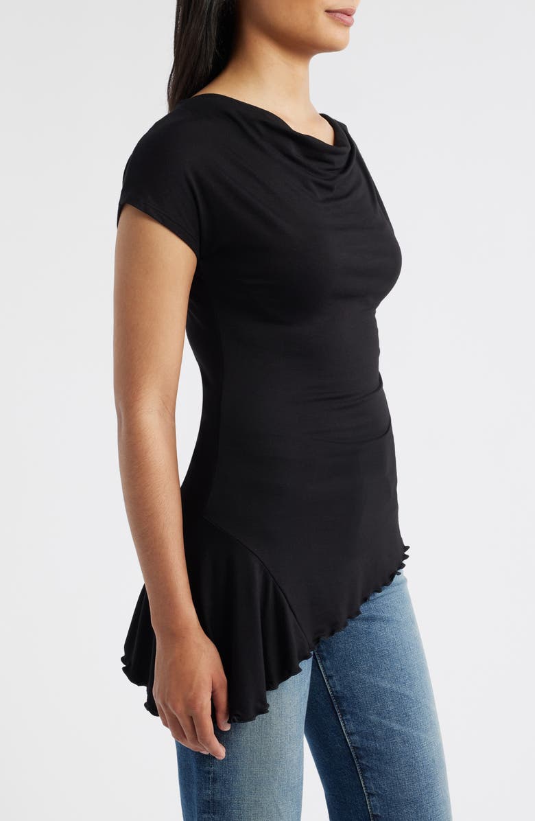 Loveappella Ruched Asymmetric Top, Alternate, color, Black