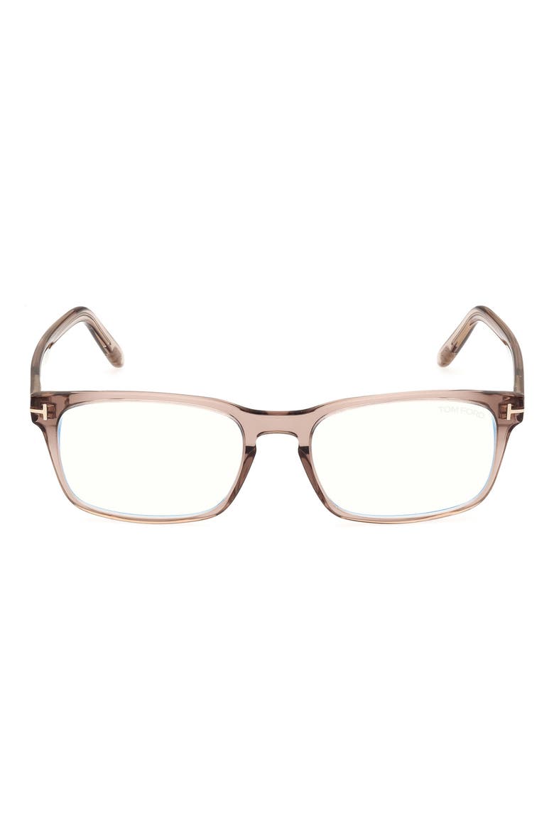 54mm Rectangular Blue Light Blocking Glasses, Main, color, LIGHT SAND / T LOGO