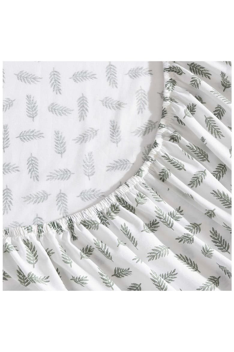 Laurel Leaves Cotton Sheet Set, Alternate, color, WHITE/ GREEN