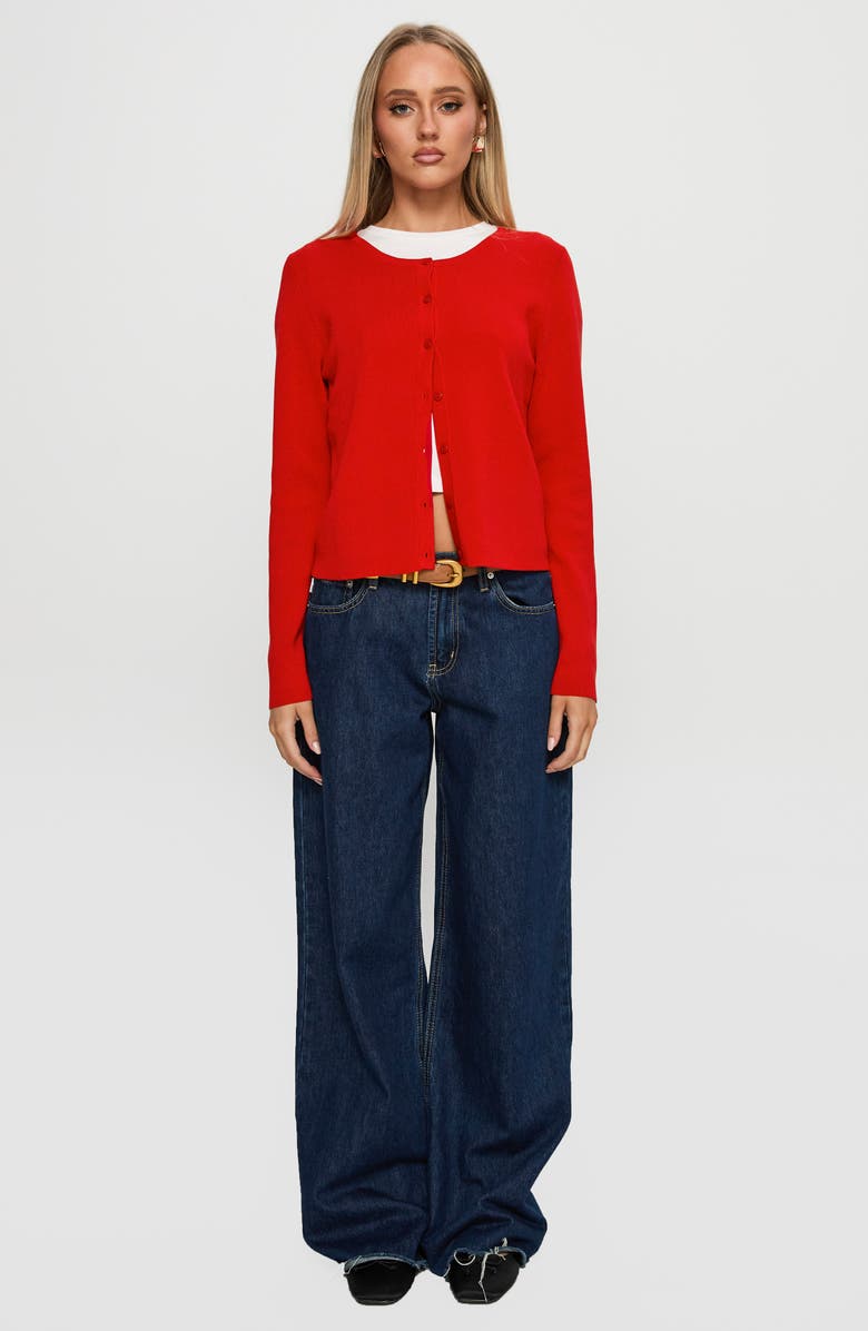 Princess Polly Old Burlington Relaxed Cardigan, Alternate, color, Red