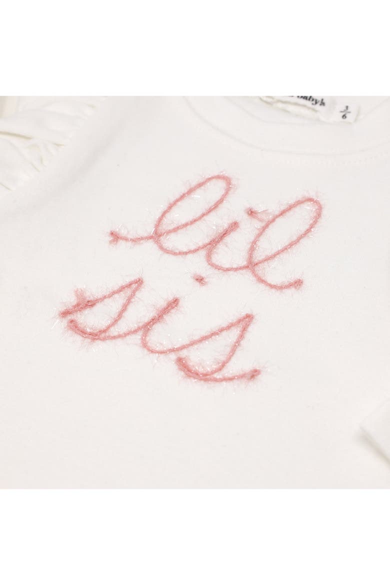"lil sis" Pink Eyelash Millie Long Sleeve Tee, Alternate, color, Cream