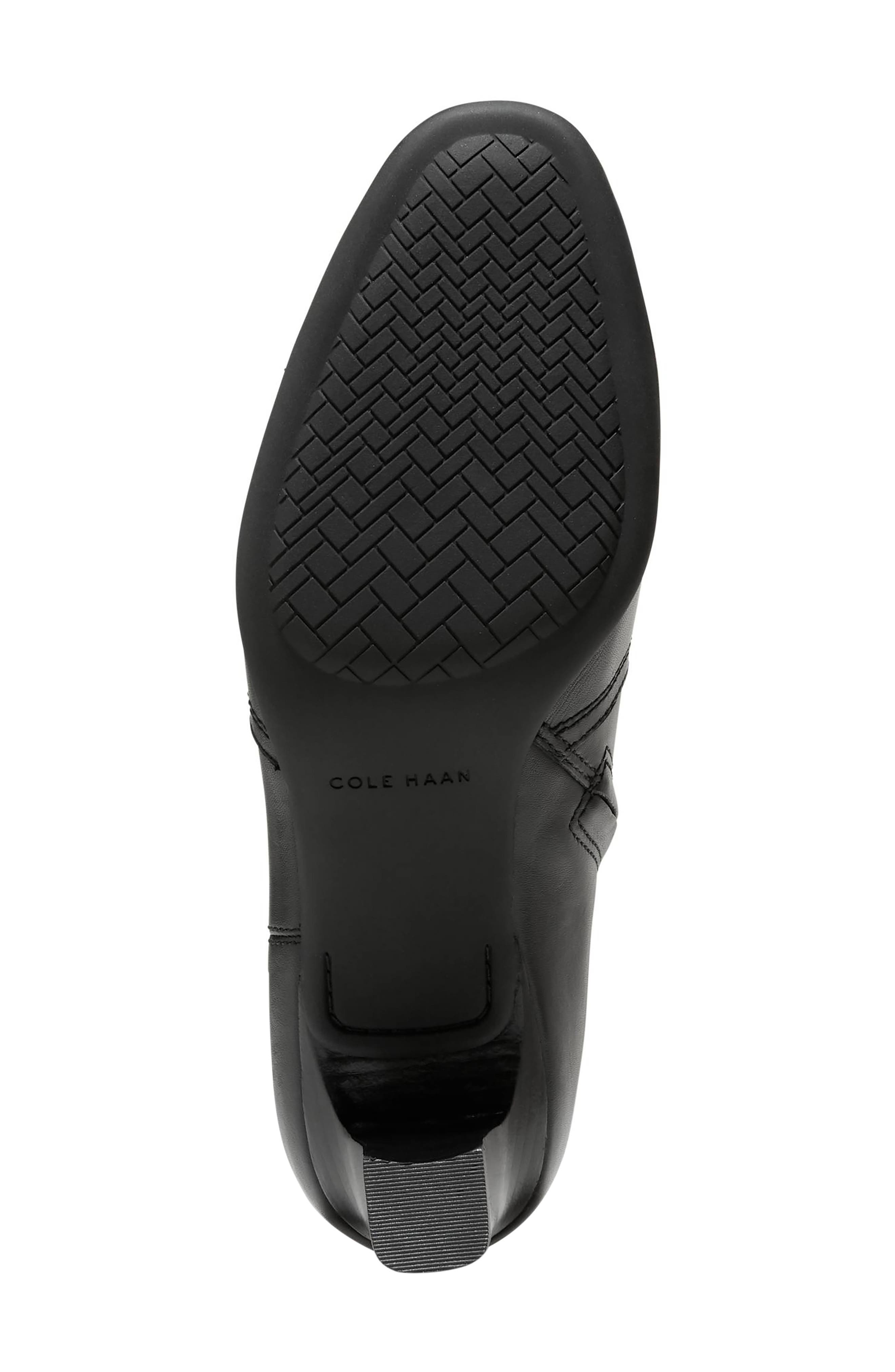 Grand Ambition Alainne Bootie, Alternate, color, BLACK LEATHER/ BLACK STACK